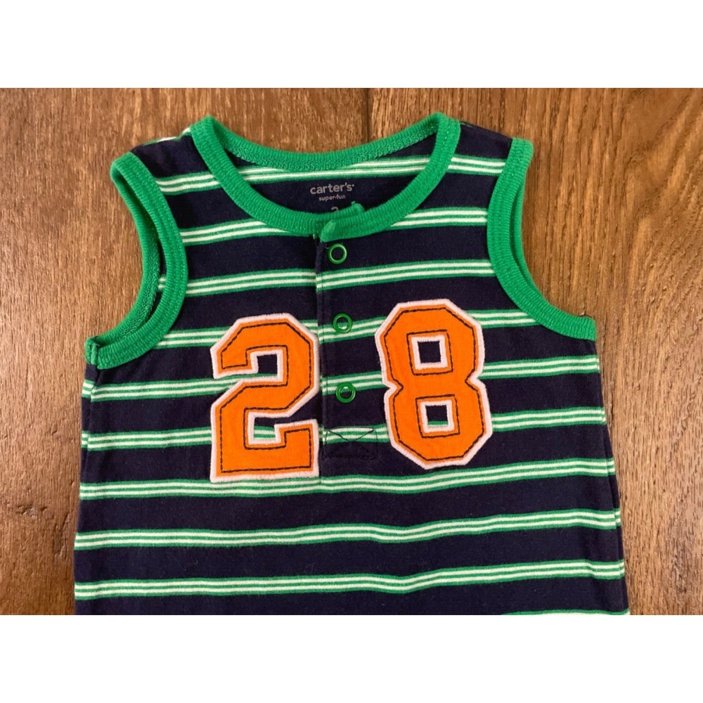 Vintage Carters Baby Boy Outfit 3 Months Romper Summer Stripe Jersey Sport 1 PC
